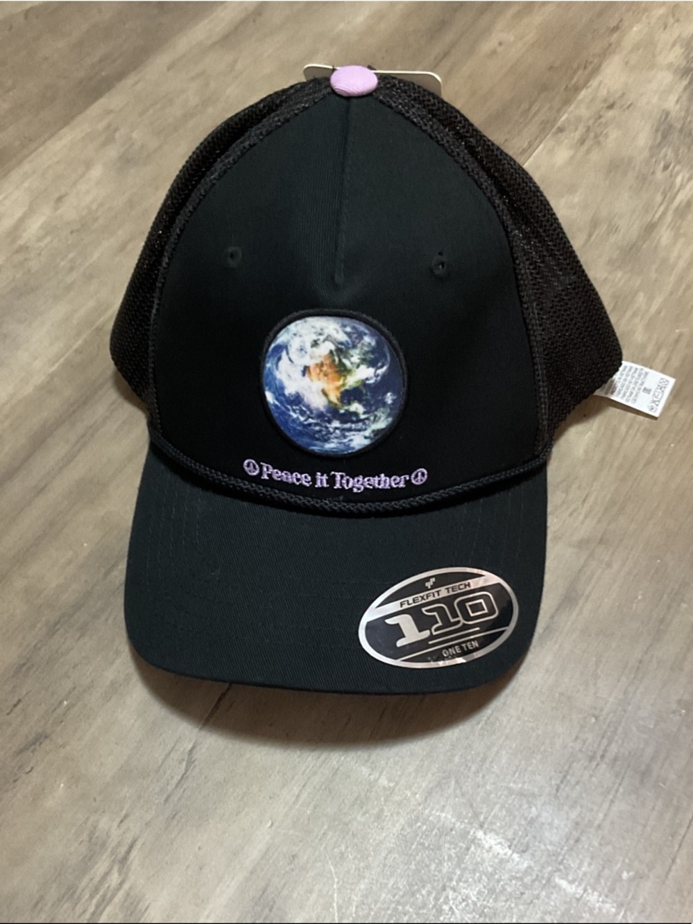 Levi's Black Trucker Hat with Earth Patch and Pink Accent